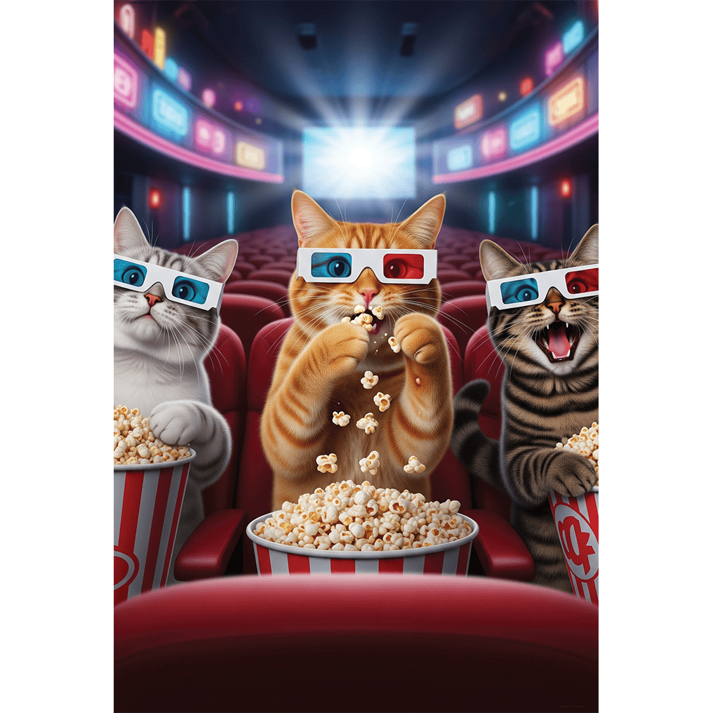 Pictura Theater Cats birthday card featuring colorful lenticular design with playful feline characters on an everyday card.